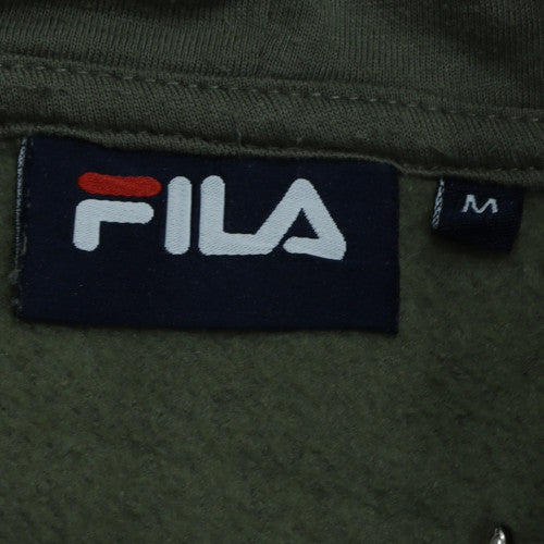 Fila Womens Khaki Green Pullover Hoodie M Embroidered Logo Casual