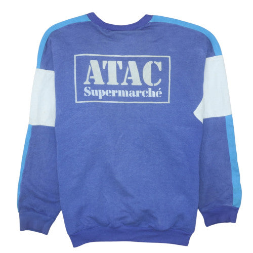 Adidas Women Blue Colourblock Crew Neck Pullover Sweatshirt Size 8