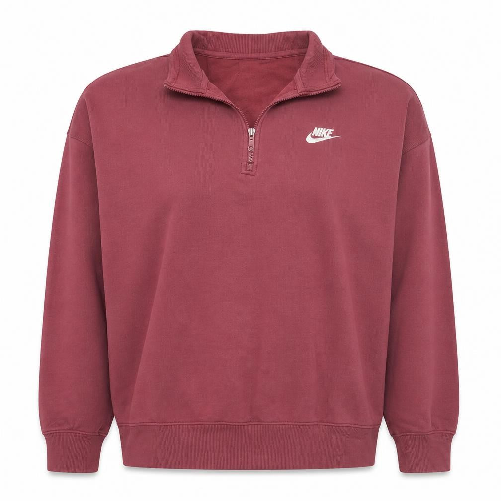 Front view of Nike Women’s Burgundy 1/4 Zip Oversized Sweatshirt L