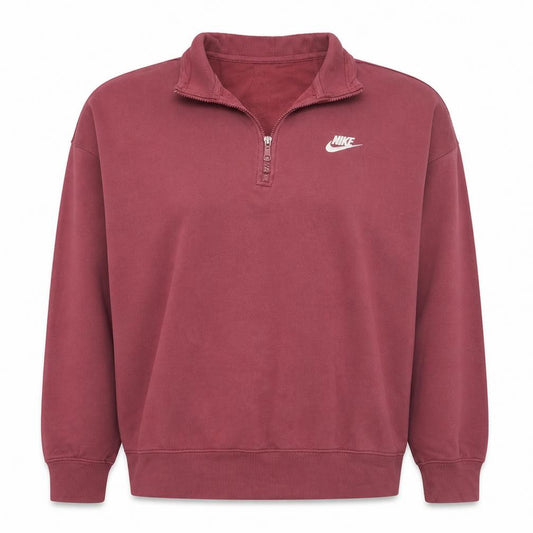 Front view of Nike Women’s Burgundy 1/4 Zip Oversized Sweatshirt L
