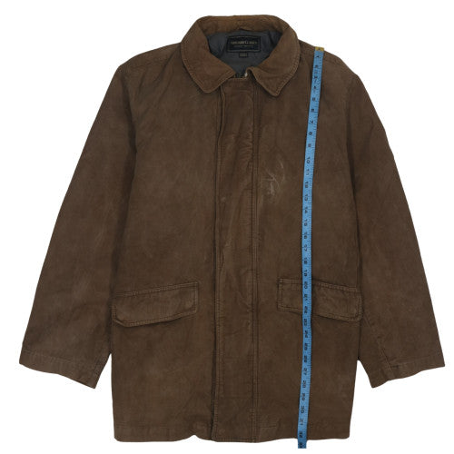 Marlboro Classics Men's Brown Cotton Twill Overcoat L Lined Waterproof