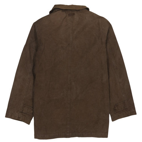 Marlboro Classics Men's Brown Cotton Twill Overcoat L Lined Waterproof