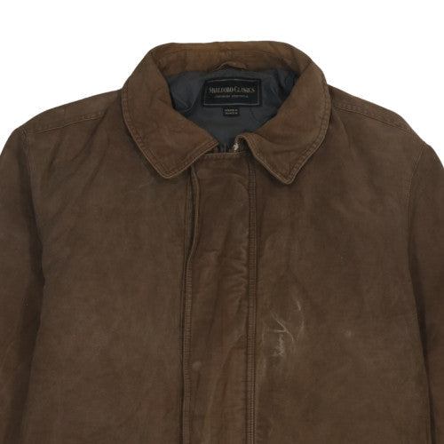 Marlboro Classics Men's Brown Cotton Twill Overcoat L Lined Waterproof