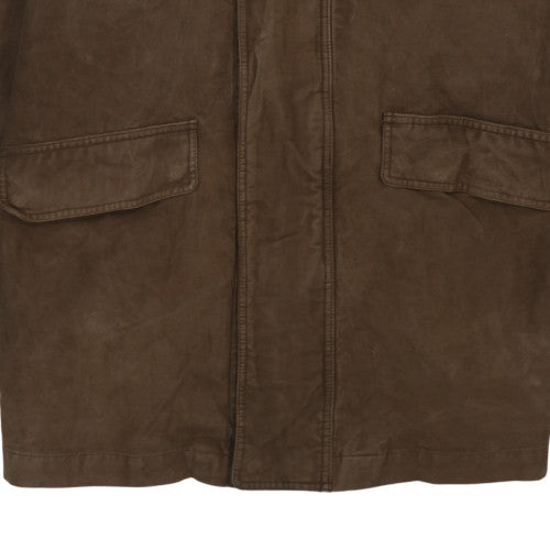Marlboro Classics Men's Brown Cotton Twill Overcoat L Lined Waterproof