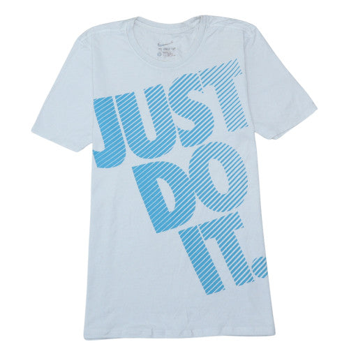 Nike Men's Blue Graphic 'Just Do It' Crew Neck T-Shirt Size S