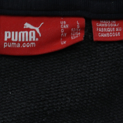 Puma Men's Black Pullover Hoodie L Sports Graphic Fleece