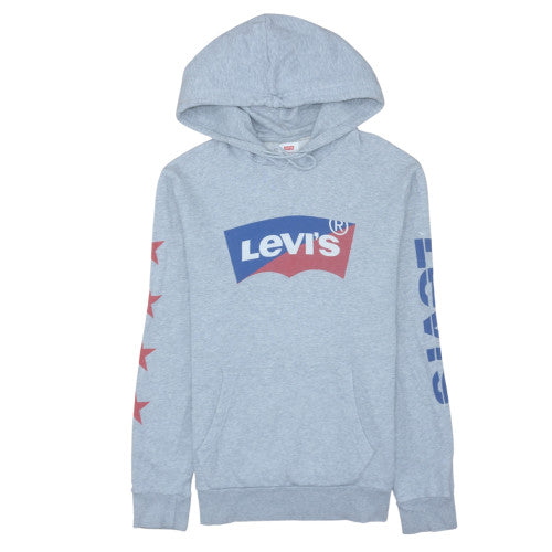 Levi's Men's Grey Pullover Hoodie Medium Graphic Logo Sweatshirt