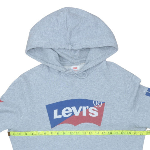 Levi's Men's Grey Pullover Hoodie Medium Graphic Logo Sweatshirt