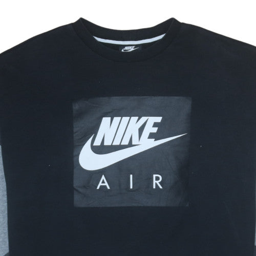 Nike Men's Black Air Logo Fleece Sweatshirt Size S Regular Fit