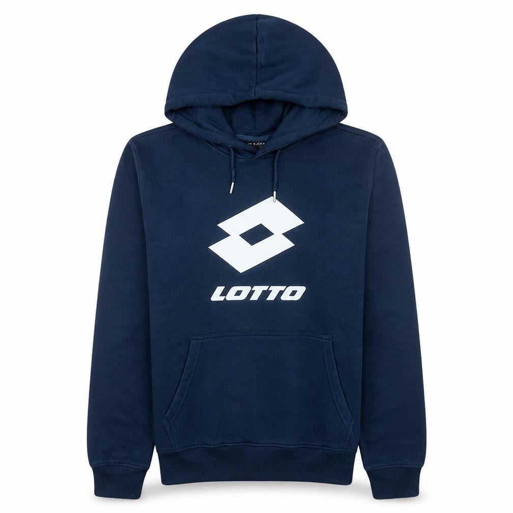 Front view of Lotto Men's Blue Pullover Hoodie Medium Fleece Sportswear