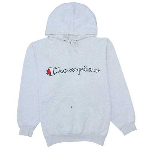 Champion Men's Grey Pullover Hoodie M Embroidered Logo Fleece