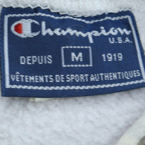 Champion Men's Grey Pullover Hoodie M Embroidered Logo Fleece