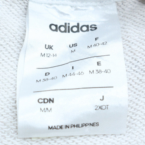Adidas Womens White Hoodie Medium 12-14 Logo Print Pullover Sweatshirt