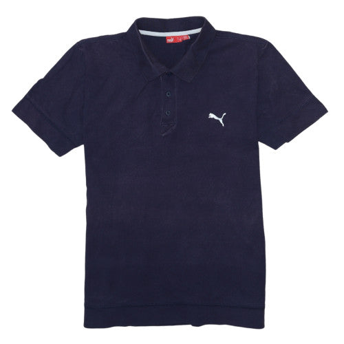 Puma Men's Blue Cotton Polo Shirt Size M Short Sleeve Sports Top