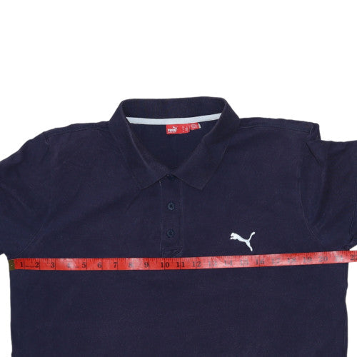 Puma Men's Blue Cotton Polo Shirt Size M Short Sleeve Sports Top