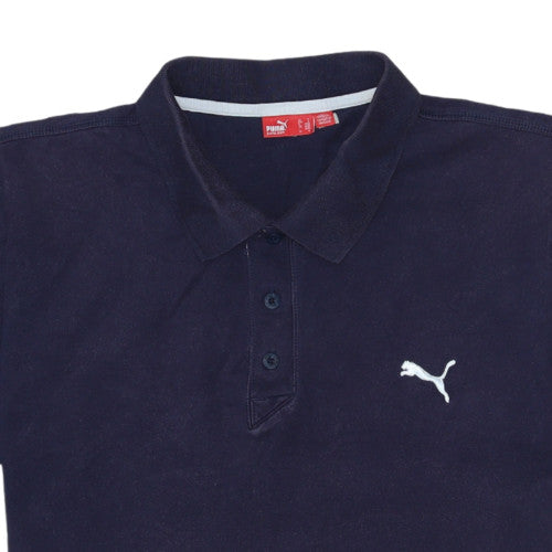 Puma Men's Blue Cotton Polo Shirt Size M Short Sleeve Sports Top