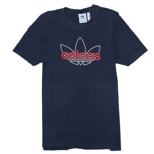 Adidas Men's Blue Large Trefoil Logo Cotton Short Sleeve T-Shirt
