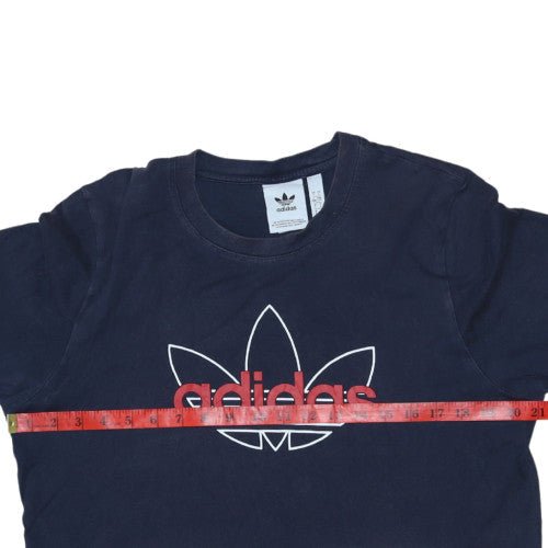 Adidas Men's Blue Large Trefoil Logo Cotton Short Sleeve T-Shirt