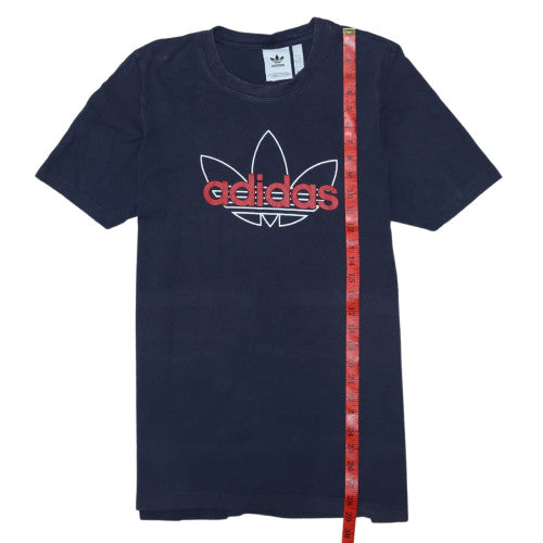 Adidas Men's Blue Large Trefoil Logo Cotton Short Sleeve T-Shirt