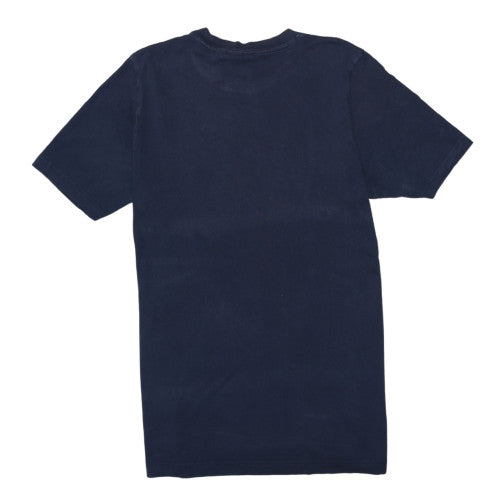 Adidas Men's Blue Large Trefoil Logo Cotton Short Sleeve T-Shirt