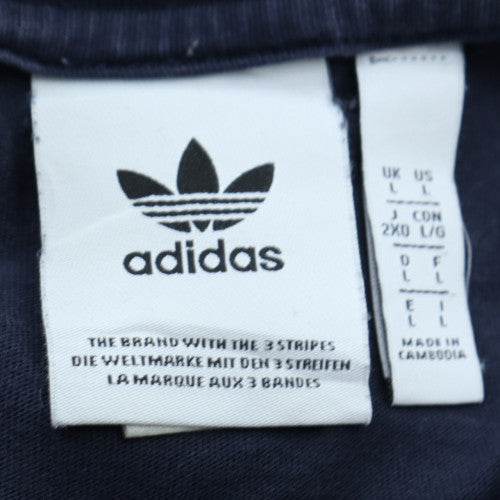 Adidas Men's Blue Large Trefoil Logo Cotton Short Sleeve T-Shirt