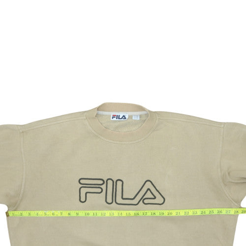 FILA Men Beige 2XL Pullover Sweatshirt Logo Crew Neck Vintage