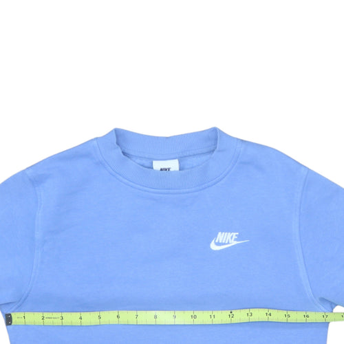 Nike Girls Blue Pullover Sweatshirt M 10-11 Years Crew Neck Fleece