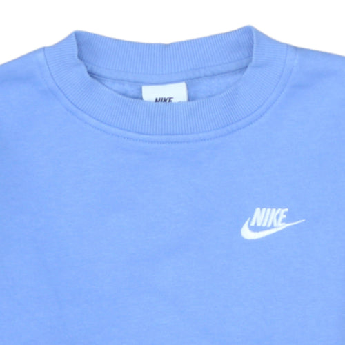 Nike Girls Blue Pullover Sweatshirt M 10-11 Years Crew Neck Fleece