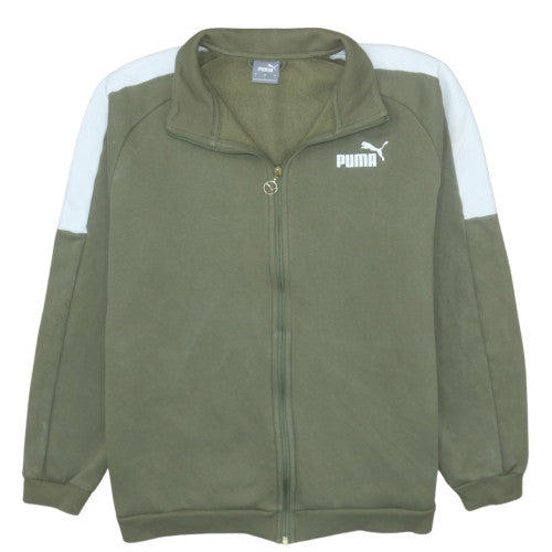 Puma Men's Green Track Jacket L Full Zip Athletic Casual