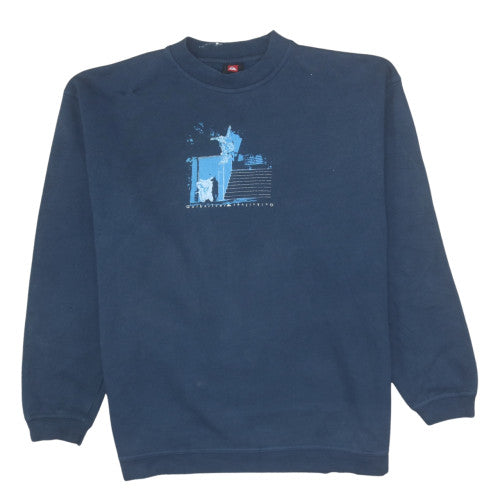 Quiksilver Men's Blue Graphic Pullover Sweatshirt Size L