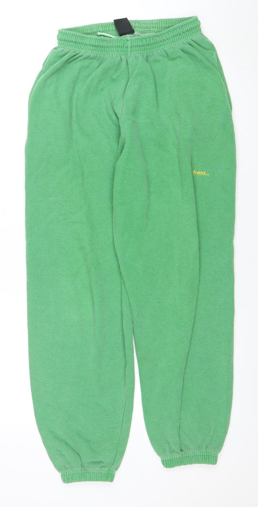 iets frans Green Women's S Sweatpants Elastic Waist Tapered Fleece