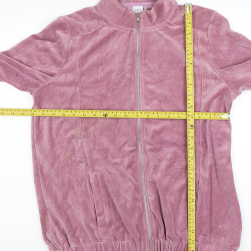 Cotton Traders Women's Heather Pink Full Zip Hoodie Size 14 Velour Finish