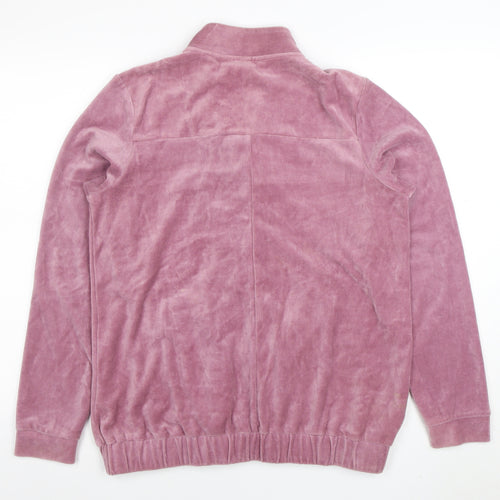 Cotton Traders Women's Heather Pink Full Zip Hoodie Size 14 Velour Finish