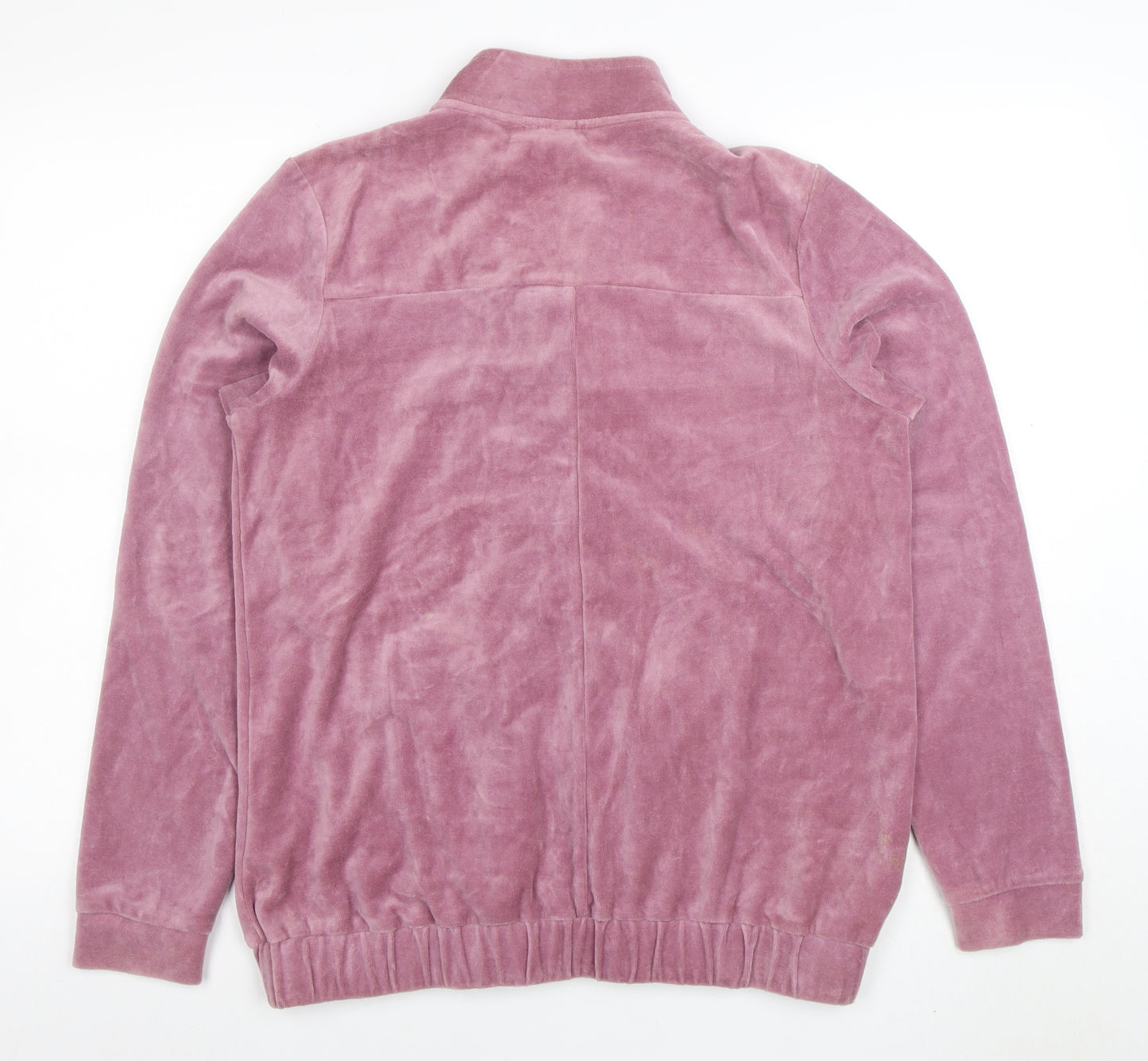 Cotton Traders Women's Heather Pink Full Zip Hoodie Size 14 Velour Finish