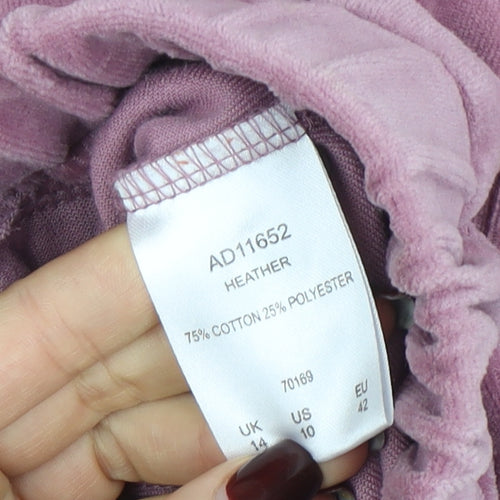 Cotton Traders Women's Heather Pink Full Zip Hoodie Size 14 Velour Finish