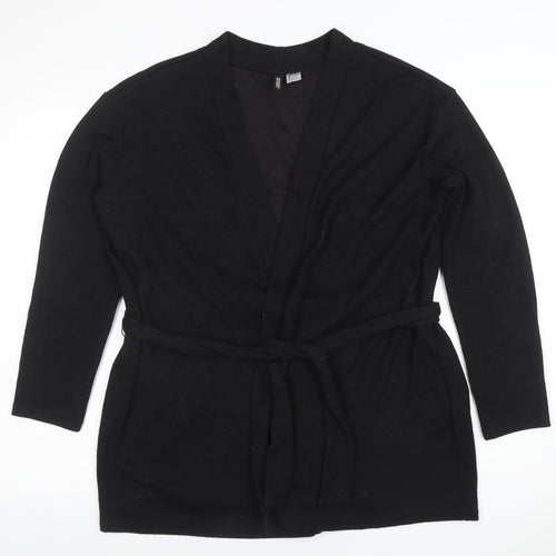 H&M Divided Women's Black Long Sleeve Belted Tunic Top L