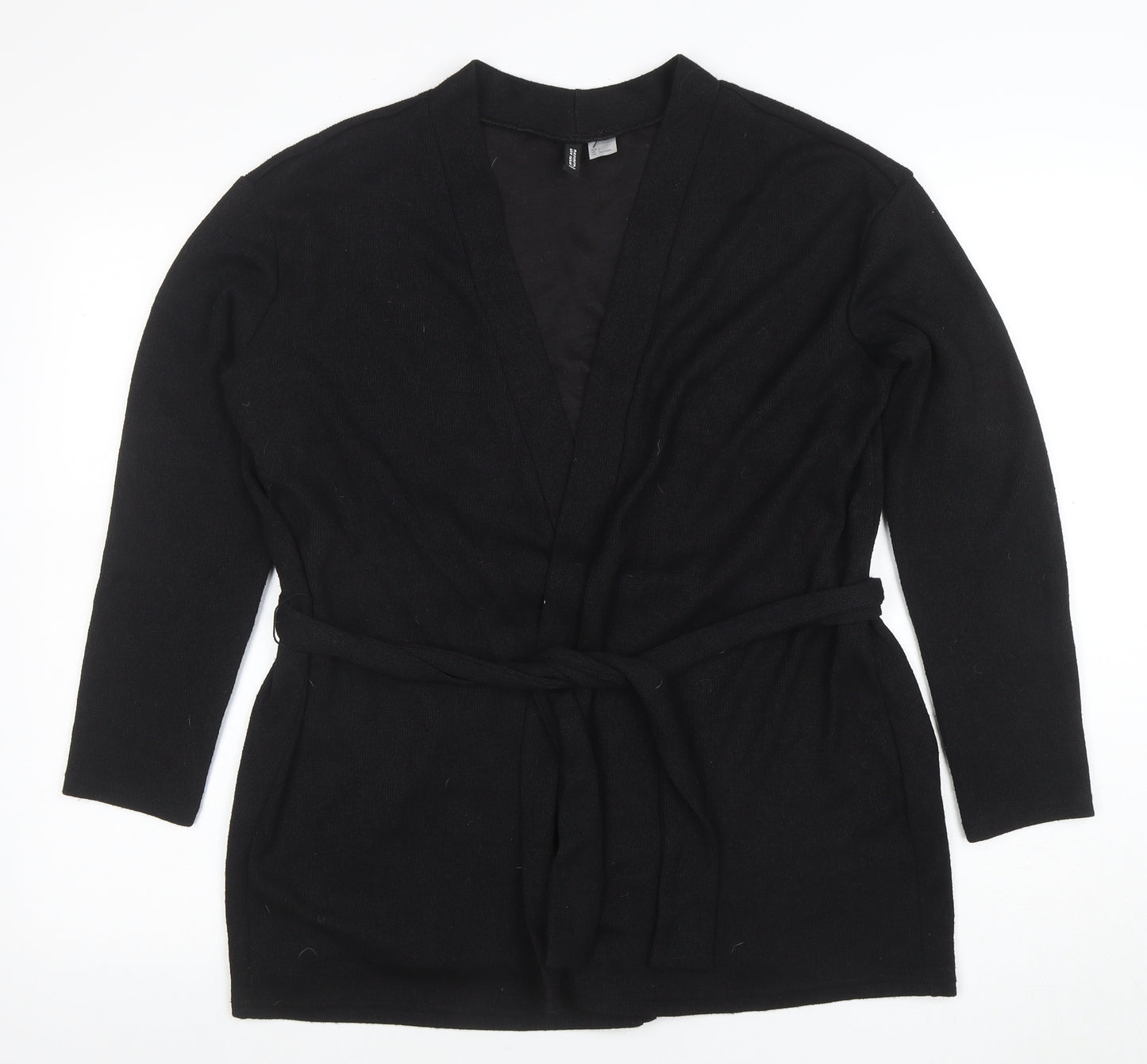 H&M Divided Women's Black Long Sleeve Belted Tunic Top L