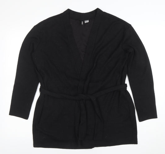 H&M Divided Women's Black Long Sleeve Belted Tunic Top L