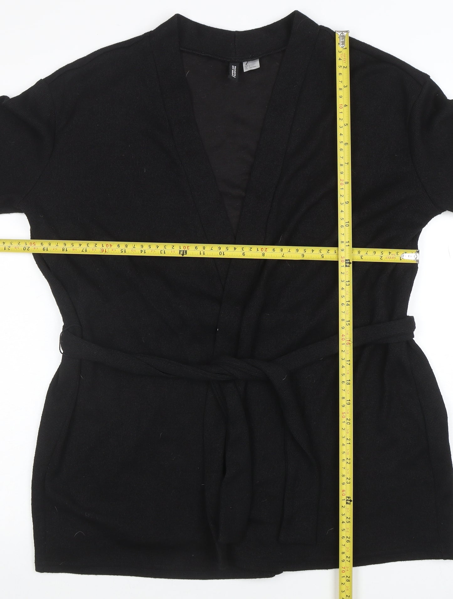 H&M Divided Women's Black Long Sleeve Belted Tunic Top L