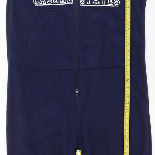 OneZee Men's Blue Hooded Fleece One Piece M Winter Loungewear