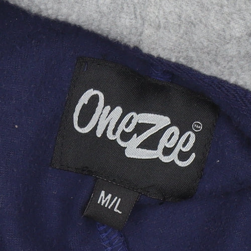 OneZee Men's Blue Hooded Fleece One Piece M Winter Loungewear