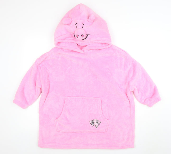Marks and Spencer Girls Pink Percy Pig Hooded Fleece Robe Medium