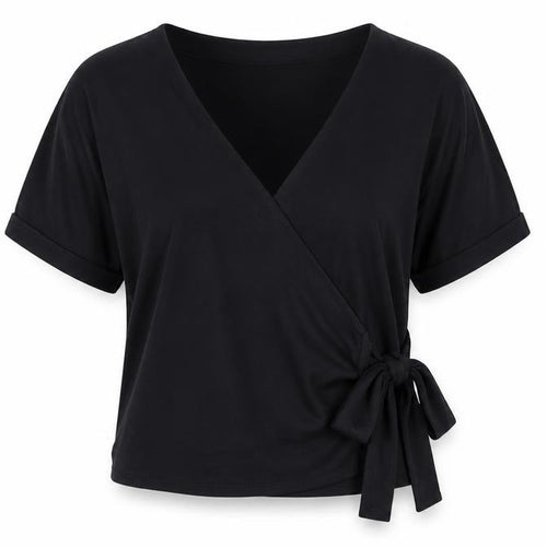GAP Women’s Black Wrap Short Sleeve Cotton Blend Jumper S