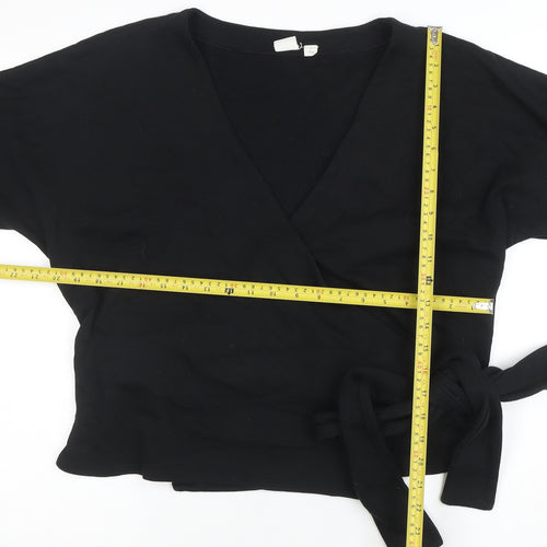 GAP Women’s Black Wrap Short Sleeve Cotton Blend Jumper S
