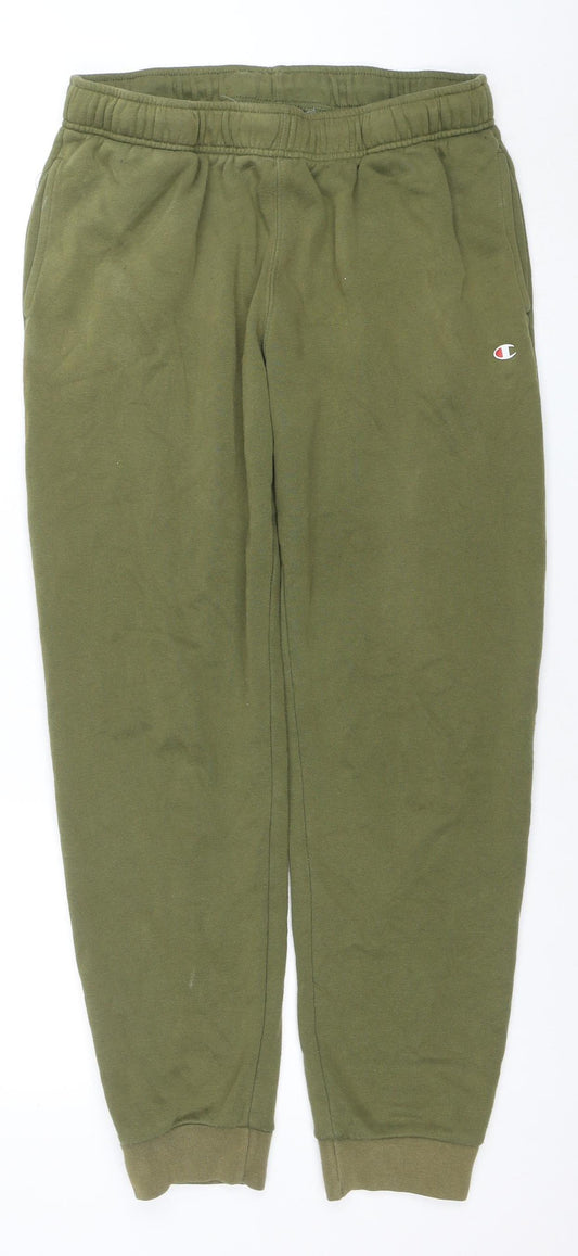Champion Men’s Green Large Jogger Sweatpants Fleece Lined Casual