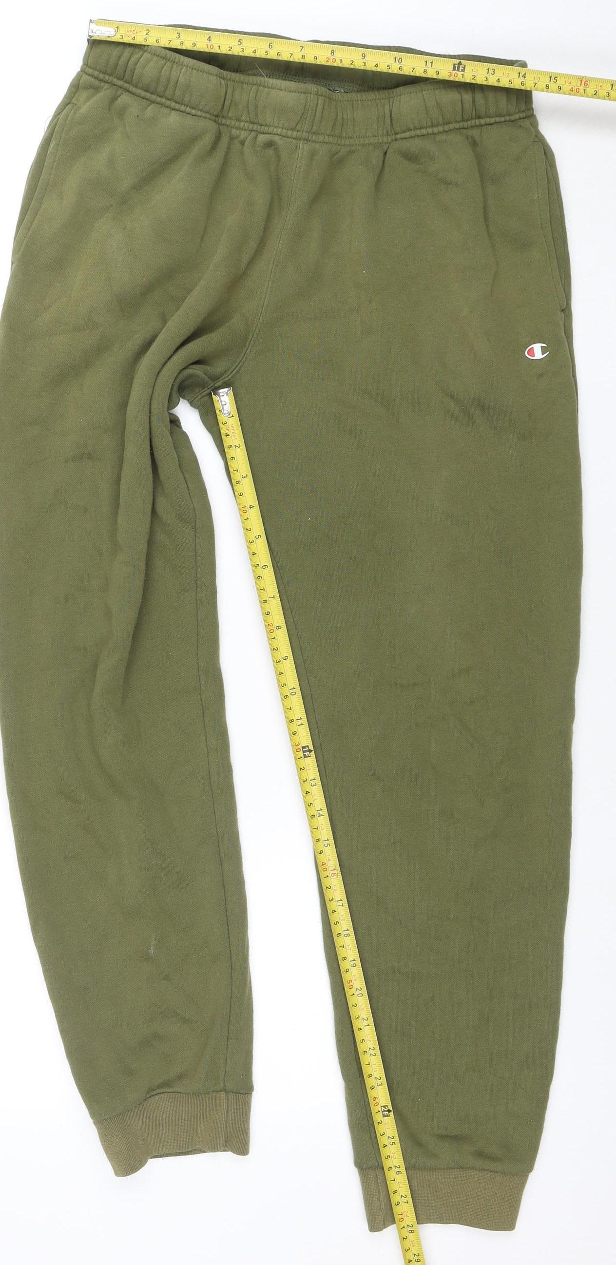 Champion Men’s Green Large Jogger Sweatpants Fleece Lined Casual