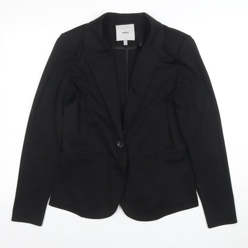 ICHI Womens Black Tailored Single-Breasted Blazer Size L