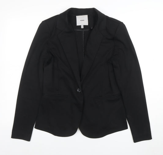 ICHI Womens Black Tailored Single-Breasted Blazer Size L