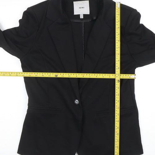 ICHI Womens Black Tailored Single-Breasted Blazer Size L