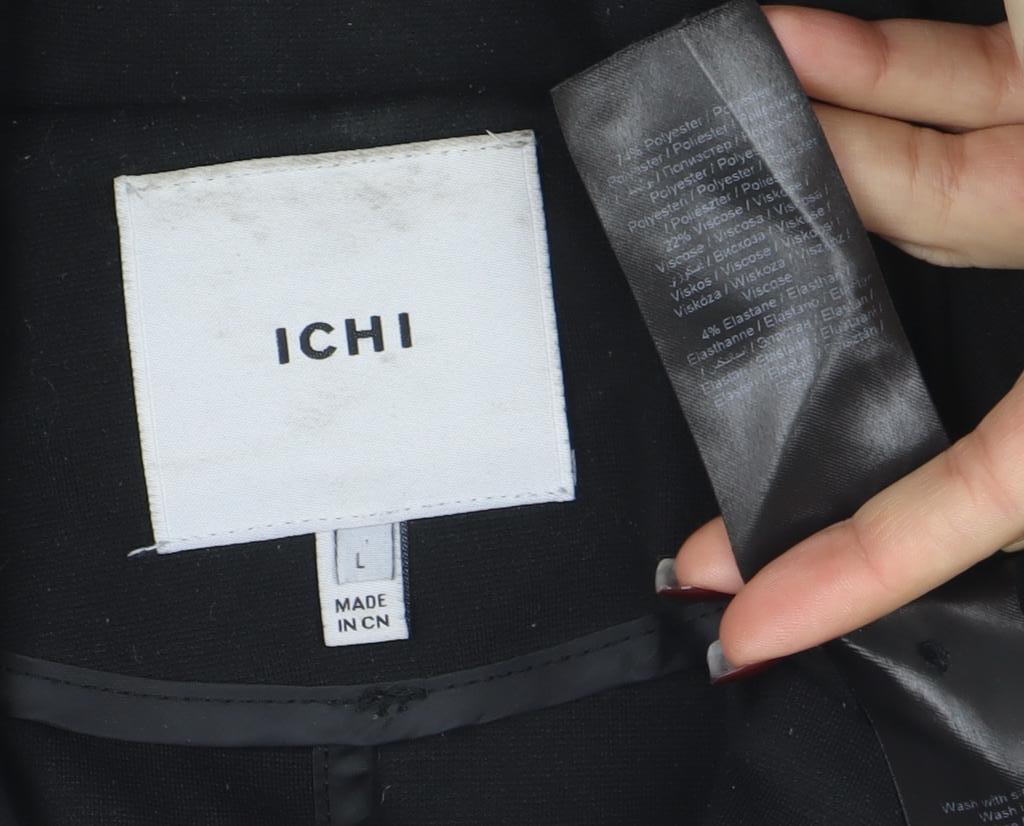 ICHI Womens Black Tailored Single-Breasted Blazer Size L